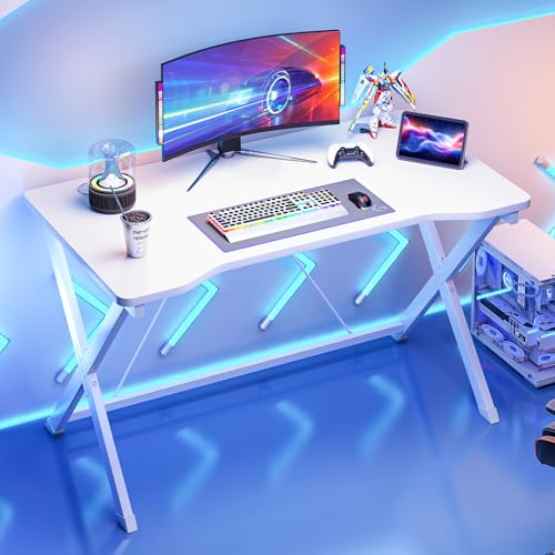 Recopilación de Mesas para ordenador favoritos de las personas. 41 GM Bear Escritorio Gamer Minimalista para Computadora o Laptop 100CM, Mesa de Ordenador Industrial para Juegos, Ideal Juvenil para Dormitorio, Fácil Armado (Blanco, 100 * 55 *...