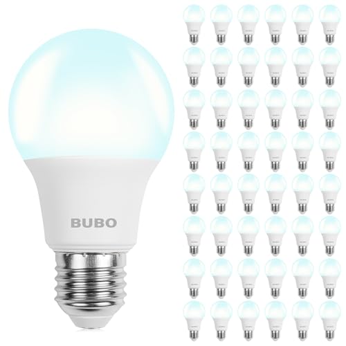 Image of BUBO 48 Pack A19 LED Light Bulbs, 60 Watt Equivalent LED Bulbs, Daylight 5000K, 800 Lumens, E26 Standard Base, Non-Dimmable, 8W Daylight LED Bulbs for Bedroom Living Room Home Office