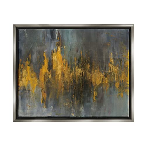 'Black and Gold Abstract Fire'| Floating Frame Canvas Art