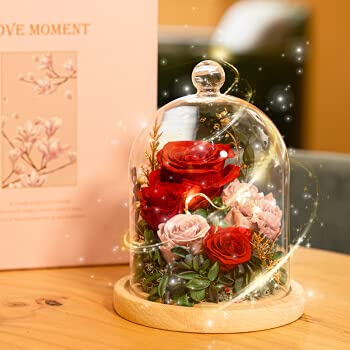 Amazon｜ギフトボックス ローズ、永遠のバラの花、繊細なバラをガラス