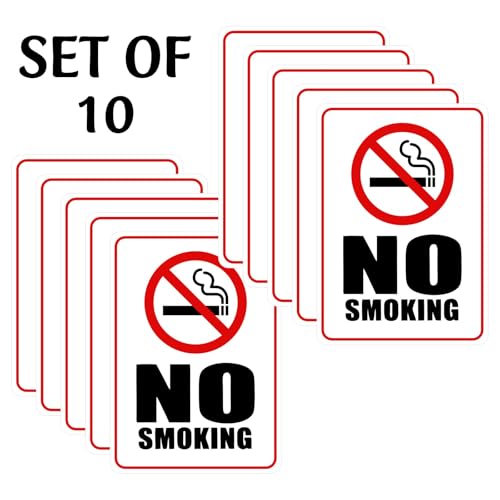 Image of CVANU NO SMOKING Warning Safety Self-Adhesive Waterproof PVC Vinyl Sign Sticker Size (11.7inchX8.3inch) Pack of 10