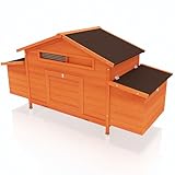 68' Large Wooden Chicken Coop for 4-6 Chickens, Outdoor Hen House with 4 Nesting Boxes, Leakproof Tray and Ventilation, Insulated Weatherproof Chicken Cage for Farm, Backyard