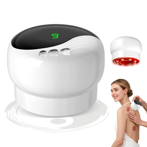 Miula Lymphatic Drainage Massager with 9-Level Heat & Red Light-Wireless Gua Sha Tool for Muscle Relaxation, LCD Display, Type-C Fast Charging，Portable Cupping Massager