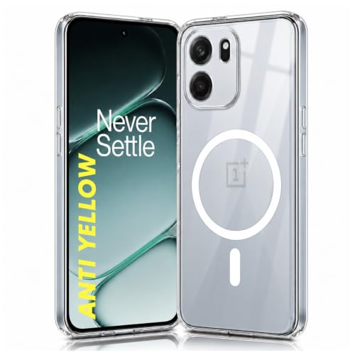 Image of DIZORO Crystal Clear Magnetic Compatible with Oneplus nord ce6 Back Cover case with Anti-Yellow (Compatible with Magsafe) Anti-Scratch | Shockproof Transparent Cover
