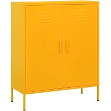 B fe de  elik sar  hardal, 80 x 35 x 101,5 cm, 2 kap  ve rafl  ayarlanabilir, ev organizasyonu i in uzun  m rl  ve  k bir dekorasyon