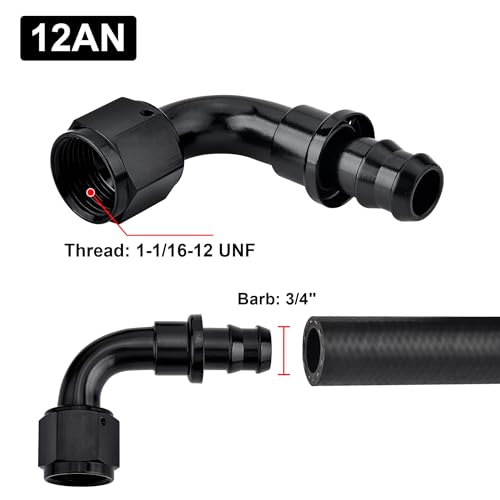 EVIL ENERGY 12AN 90 Degree Push Lock Hose Fitting End Black 2PCS by EVIL ENERGY - Image 2