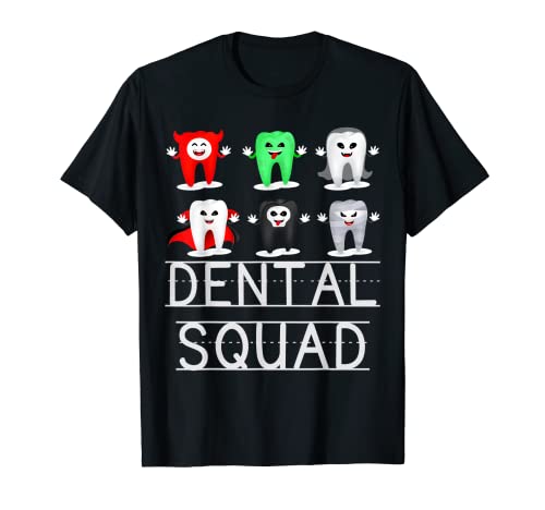 Escuadrón Dental Monster Spooky Teeth Dentista Crew Halloween RDA Camiseta