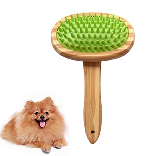 WPCASE Peine Perro Pelo Largo Cepillo Gato Cepillo De Ducha De Aseo para Mascotas Aguja De Silicona Mango De Madera para Gatos Perros Masaje Cover