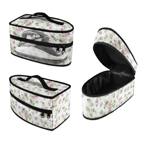 Rchsomd Estojo de ferro a vapor com estampa floral, organizador de vaporizador, portátil, bolsa de armazenamento de ferro com alça com zíper, estojo de viagem acessórios de ferro, apenas capa