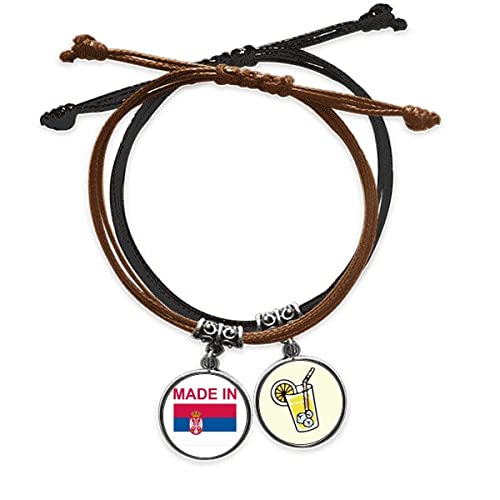 Serbie Pays en Amour bracelet corde main chaîne cuir ajustable bijou ethnique tendance