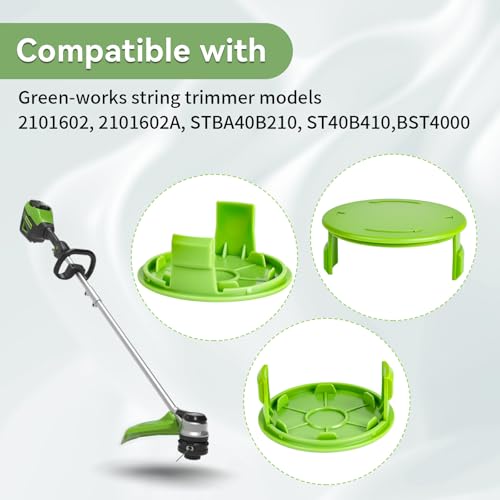 Bularie Trimmer Spools Cap Cover Replacement Compatible with Greenworks 2101602 Weed Eater with 3411546A-6 Cap Covers Parts, Auto-Feed String Cover Caps for 24 Volt 40V 80V Cordless Edger - 3 PCS