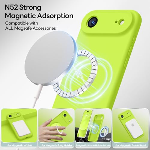 Image of LOVE 3000 Designed for iPhone Air Case, Premium Silicone [Compatible with Magsafe][Soft Anti-Scratch Microfiber Lining] Shockproof Protective Phone Case for Men Women 6.5 inch, Fluorescent Green