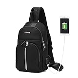 sanyang roller 125 ccm  NOBOL Sling Bag, Wasserdichter Tagesrucksack, Brust Crossbody Schulterrucksack mit USB-Ladeanschluss, Leichter lässiger Tagesrucksack für Damen und Herren 2273 schwarz 2273