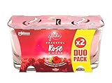 Inhalt je Glas: 129 g Glade Duopack Duftkerze Glas Kerze Raumduft Peaceful Rose & Wood (Rhabarber, Rose & Sandelholz)