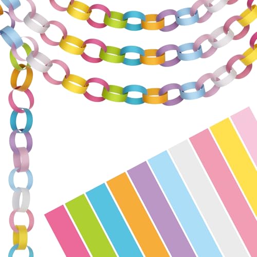 Morcheiong 300 Paper Chains Easter Day Colored Paper Strips for Crafting DIY Holiday Party Decorations Supplies