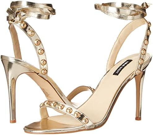 NINE WEST Women's Istelle3 Heeled Sandal, Gold, 6.5 | Image 6