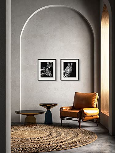 Black And White Zebra Photography Prints - Set Of 2 (11X14 Inches) Glossy Monochromatic Animal Wall Art Decor - Romantic Love #TOP1