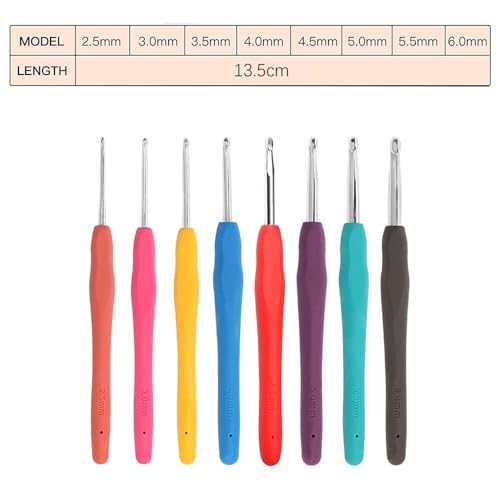 Image of VERAT 8 Pcs Crochet Set /Crochet Hook /Knitting Accessories /Stitching Material /Tools for Tailoring /Needle and Thread Box /Ergonomic Crochet Hooks Set /Crochets for Arthritic Hands /Craft /Nice Gift for Women