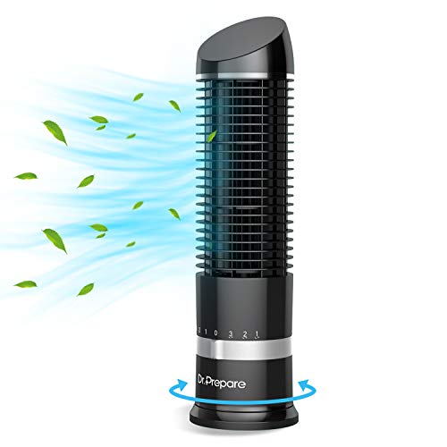 DR.PREPARE Oscillating Tower Fan, Desk Table Fan with 3 Speeds, Quiet Cooling, 60° Oscillation, 16 Inch Personal Small Bladeless for Bedroom Home Office Desktop