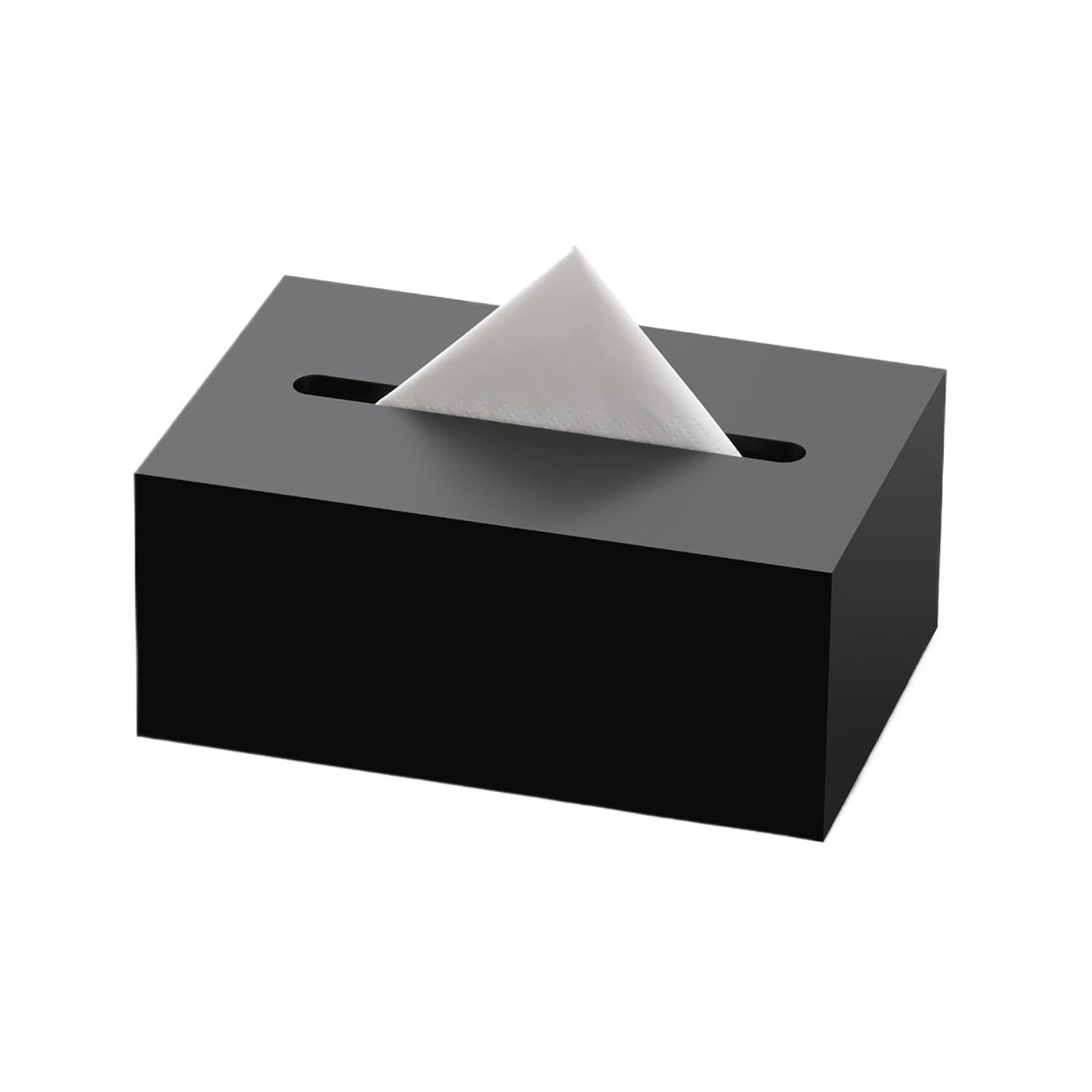 Tissue Black Acrylic Snap-on Tissue Box Cover Light Luxury Napkin Facial Dispenser For Office Hotel Homestay(Small)
