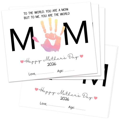 KWGLRIIM Mothers Day Crafts For Kids, Handprint Art DIY Greeting Cards, Meaningful Gifts for Mom from Daughter Son for Mothers Day Birthday, Gift for Grandma Wife(8x10 inches, Set of 10)-08