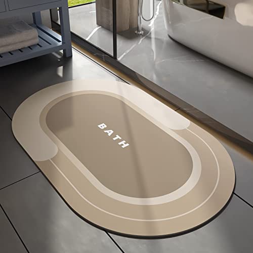 Image of MontVoo-Bath Mat Rug-17 inchx27 inch Innovative Bathroom Rug Mat Super Absorbent Quick Dry Rubber Backed Dirt Resistant Bath Rugs Mats for Bathroom Non Slip Beige Bathroom Rug for Shower Sink Bathtub