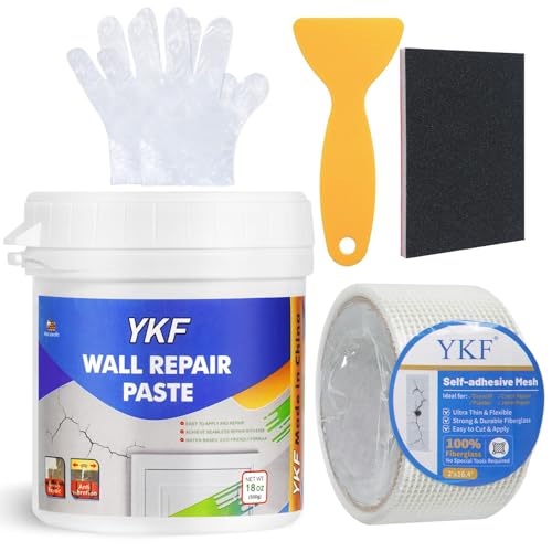 YKF Drywall Repair Kit 18OZ Wall Spackle Repair Paste with Scraper, Quick & Easy Solution for Wall Holes, Plaster Cracks, Wood Scratches - Professional Home Drywall Repair Putty