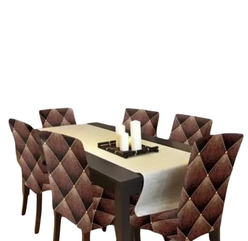 Stretchable Dining Chair Cover Set of 6 Elastic Solid Polyester Washable Furniture Protector Home Decor Fit Brown Free Size-picture-24