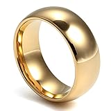 VNOX Mens Classical Tungsten Ring for Promise Engagement Plain Wedding Band Ring,Gold Plated,8mm Width,Size 11