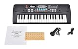 Juarez Piano de teclado junior de 37 teclas JJRK-430 con micrófono y USB, piano de música electrónica para niños con 8 tonos, 8 ritmos, sonidos de animales, grabación y reproducción, altavoz único