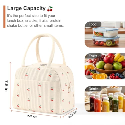 image for Snuvid Lunch Box for Women Adults, Reusable Cute Corduroy Lunch Tote B