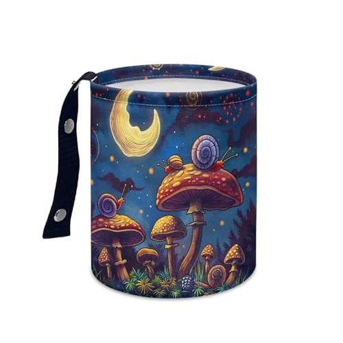 Image of Mushroom Snail Car Trash Bag, Car Trash Can - Cute, Portable, Collapsible for Back Seat, Floor, or Hanging Headrest Waste Basket - Car Garbage Accessory