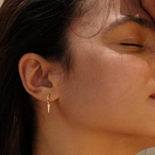 VACRONA Gold Spike Earrings Huggie Earrings for Women 14k Gold Plated Small Huggie Hoop Earrings Simple Lightweight Hoops Gift for Women4
