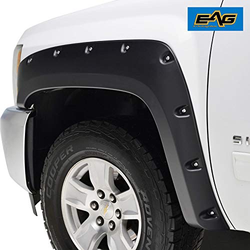 Eag Black Fender Flare Pocket Rivet Style Styleside Fit For 07-13 Silverado 1500/2500/3500 (6.5 & 8 Ft Bed) #TOP1