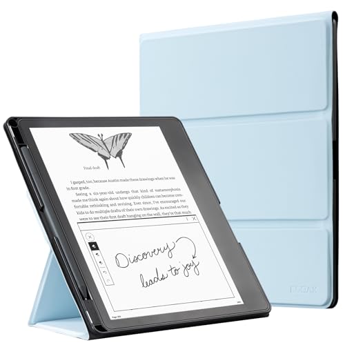 CoBak Case for E-Reader- All New PU Leather Cover with Auto Sleep Wake Feature for E-Reader 10.2" 2022 & 2024 Released with Pen Holder (not Compatible with Remarkable),Sky Blue
