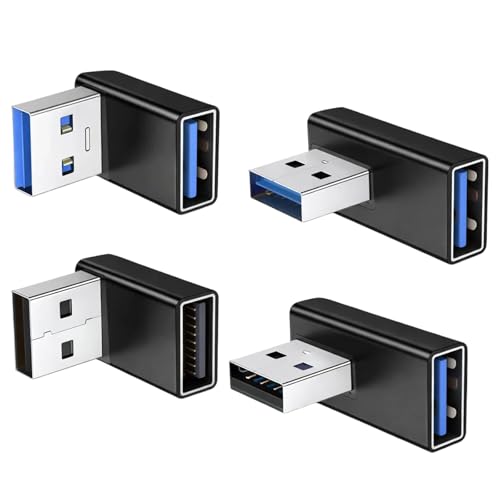 Menibeuty 4 Stück USB Winkelstecker 90 Grad USB 3.2 Adapter L-Förmig Winkelstecker für Datenübertragung Kompatibel mit Phone Laptop Tablet Powerbank und die meisten USB-Geräte