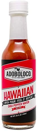 Adoboloco Hot Sauce Hawaiian Chili Pepper Water Sauce 5oz - Medium Hot Super Tasty Fiery Chili Pepper Sauce Blend