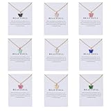 Kprusoian 9Pcs Bohemian Butterfly Necklace Set,Dainty Acrylic Colorful Insect Chain Necklace Minimalist Choker Necklace for Women Lover Jewelry (9Pcs White Card Butterfly)