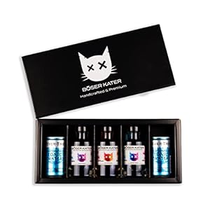 Böser Kater Farbwechsel Gin Tasting-Set | Hochwertige Geschenkbox | 3x 100ml Farbwechsel Gin + 2x 150ml Fever Tree Tonic…