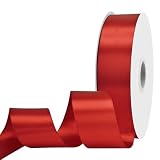 Maclemon 1-1/2 inch Wide 100 Yards Double Face Red Satin Ribbon Red Fabric Ribbon for Gift Wrapping Very Suitable for Weddings Decoration Bouquet Balloons Arts Craft Sewing Hair Bow Invitation