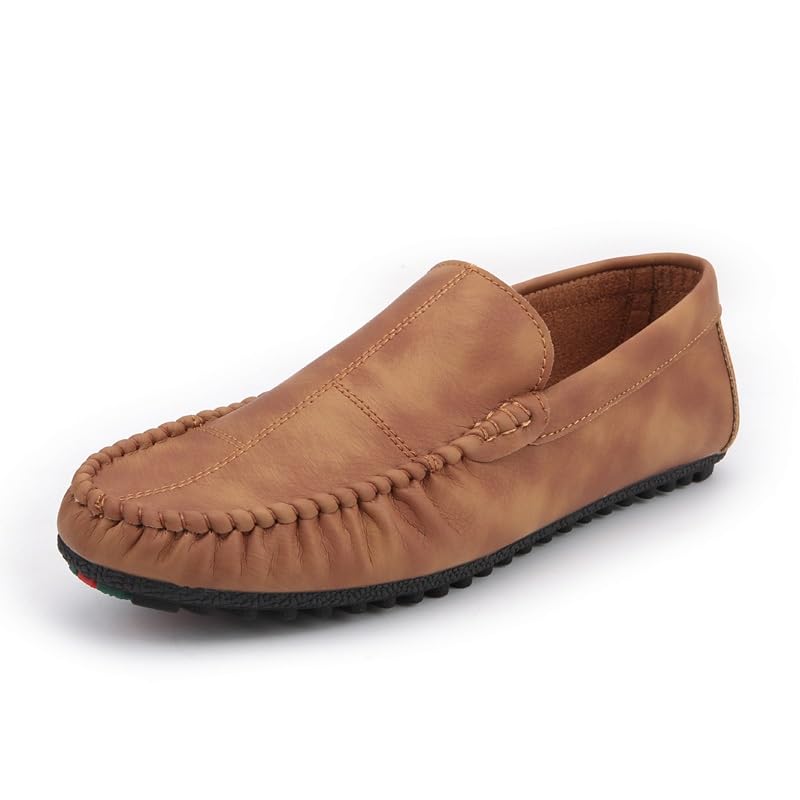 Loafers for Men Round Toe PU Leather Loafer Shoes Comfortable Lightweight Flexible Casual Slip On