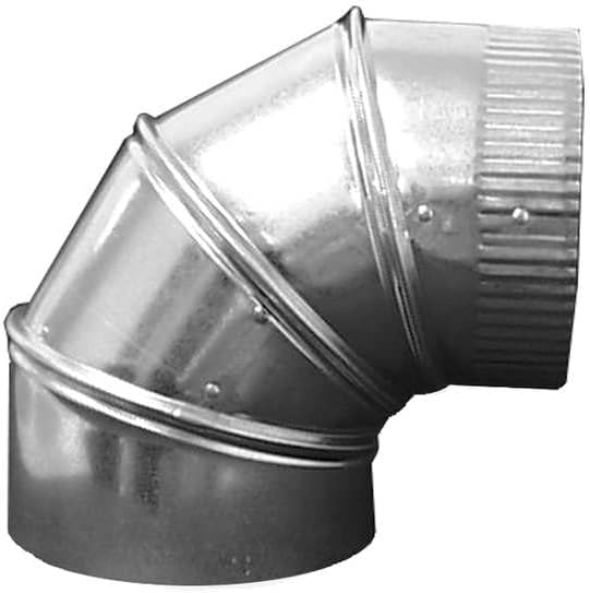 Round 90 Degree Elbow, 12 in Duct Dia, Galvanized Steel, 24 GA, 15 in W, 16" L, 15 in H