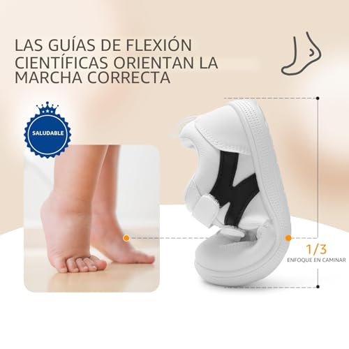 Miniatura 5 de Stq Kids Zapatillas Barefoot Niños Niña Calzado Respetuoso Bebe Flexibles Primeros Pasos Antideslizantes Deportivas Zapatos Infantil Blanco 27 Eu T10 Ancho
