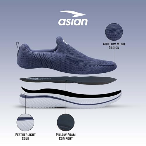Image of ASIAN Wonderwalk-11 Men's Walking Shoes | Ultra-Light Slip-On Comfort with Cushioned Sole | Breathable, Stylish, Perfect for Work, Travel & Daily Use