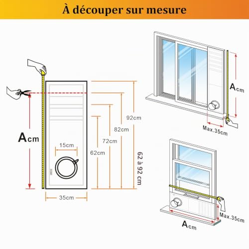 Joint pour Fenêtre À Guillotine HOOMEE Ajustable pour Climatiseur Mobile et Sèche-Linge-Fonctionne avec Tout Appareil de Climatisation Mobile, Installation Facile (35x92 CM) – vue 5