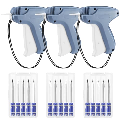 Image of Honoson 3 Pcs Tagging Gun Applicator with 15 Steel Needles,Blue | Clothing Tag Attacher for Boutique Consignment Retail, Label System for Price Tags Sales, Ergonomic Grip Wrist Strap