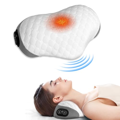 Belovedone Cervical Neck Pillow for Pain Relief Sleeping Neck Support Memory Foam Cotton Heat Therapy & Vibrating Massage White Neck Cervical Pillow Traction Orthopedic for Office Home Bed Belovedone Cervical Neck Pillow for Pain Relief Sleeping Neck Support Memory Foam Cotton Heat Therapy & Vibrating Massage White Neck Cervical Pillow Traction Orthopedic for Office Home Bed