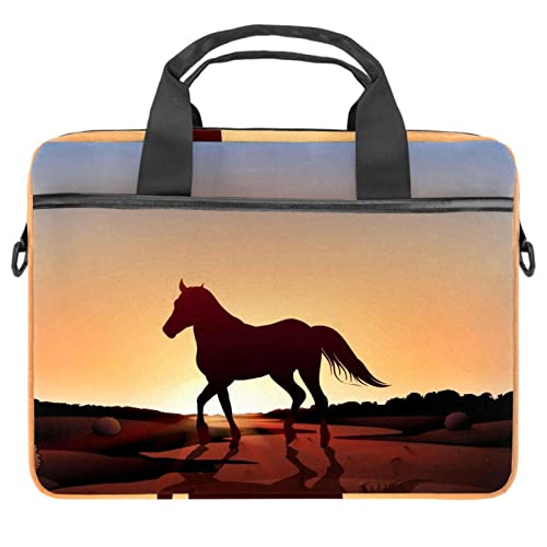 Sacoche ordinateur 13 à 14.5 pouces avec motif carte USA et cheval au coucher du soleil