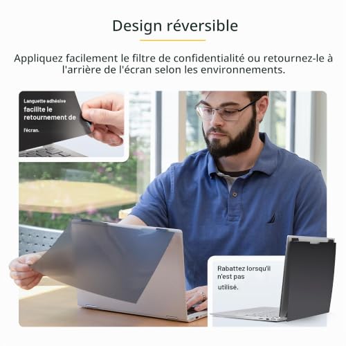 StarTech.com Filtre de Confidentialité Tactile de 14' 16:10 Écran de ConfidentialitéFiltre Antireflet Protecteur d'Écran d'Ordinateur Portable avec - vue 4