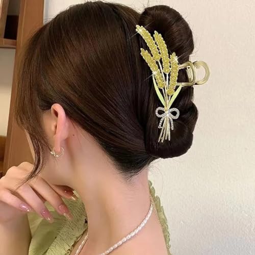 Image of Hair Clutcher For Women | Stylish Hair Claws For Girls | Handmade Alloy Metal Clips | Fashionable Girls Hair Accessories | Suitable In Various Occasions (wheatstraw gold) Pack Of 1.